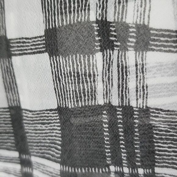 Free People Easy Rider Plaid Sheer Button Down Shirt, Gray and White - Picture 13 of 15